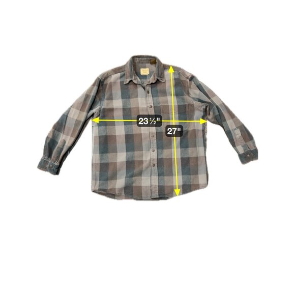 Vintage St Johns Bay Plaid Button Up Heavyweight Flannel Shirt Front Pocket SZ L - Picture 8 of 9